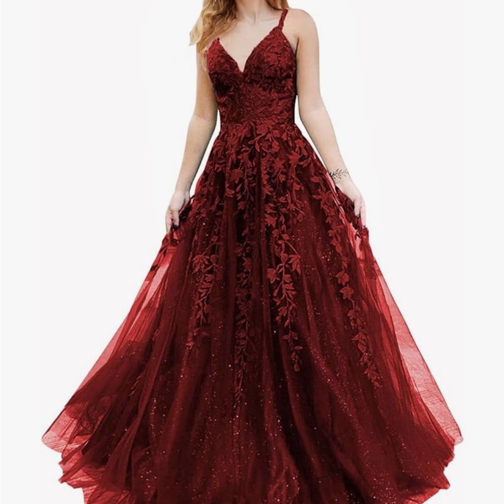 Elegant Burgundy Evening Gown